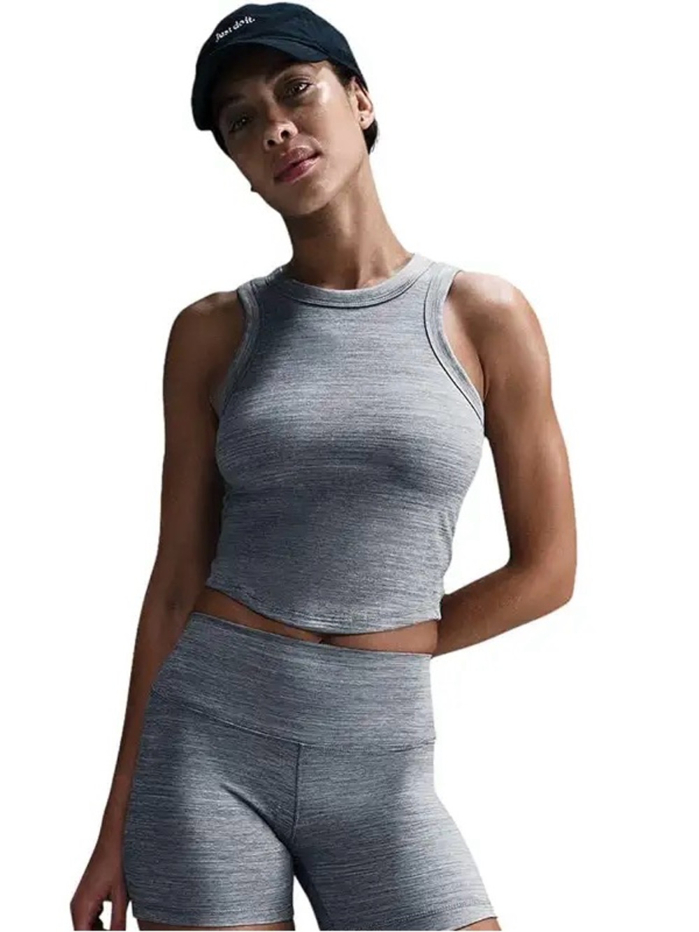 Nike Heather Gray One Fitted Dri-FIT Cropped Tank Top